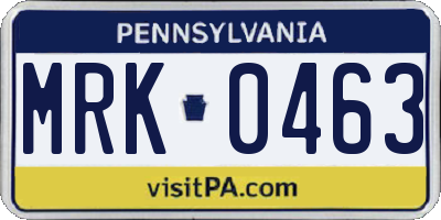 PA license plate MRK0463