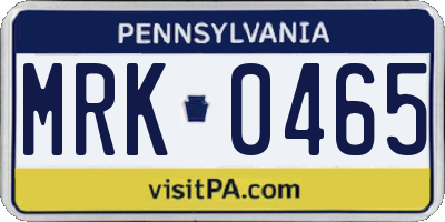 PA license plate MRK0465