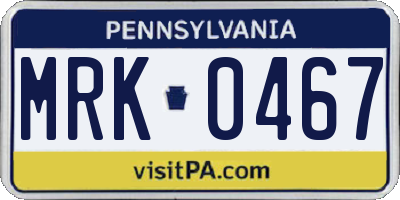 PA license plate MRK0467