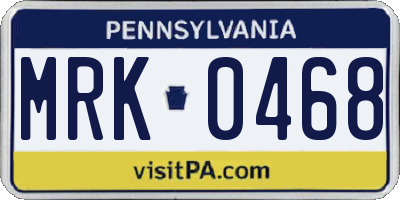 PA license plate MRK0468