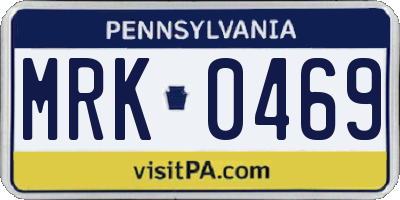 PA license plate MRK0469