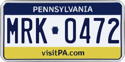 PA license plate MRK0472