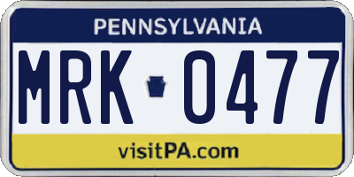 PA license plate MRK0477
