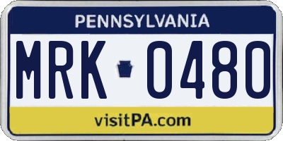 PA license plate MRK0480