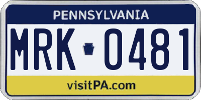 PA license plate MRK0481