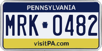 PA license plate MRK0482