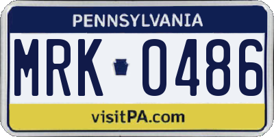 PA license plate MRK0486