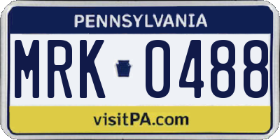 PA license plate MRK0488
