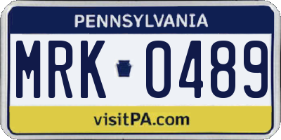 PA license plate MRK0489