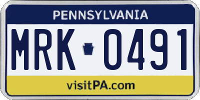 PA license plate MRK0491
