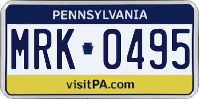 PA license plate MRK0495