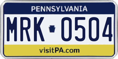 PA license plate MRK0504