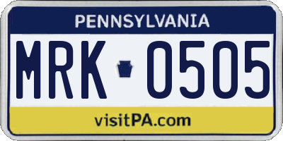 PA license plate MRK0505