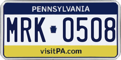 PA license plate MRK0508