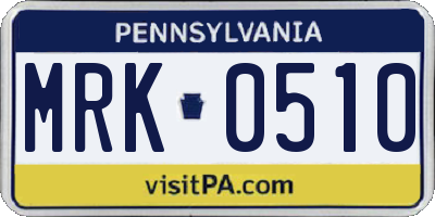 PA license plate MRK0510
