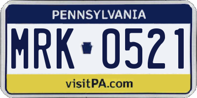 PA license plate MRK0521