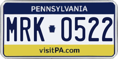 PA license plate MRK0522