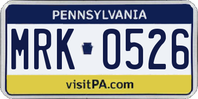 PA license plate MRK0526