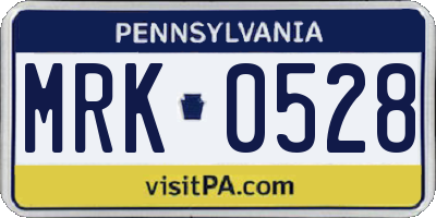 PA license plate MRK0528