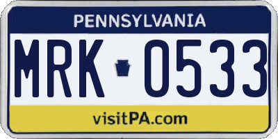 PA license plate MRK0533