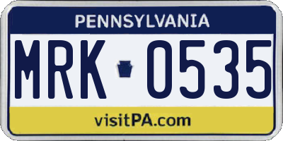 PA license plate MRK0535