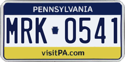 PA license plate MRK0541