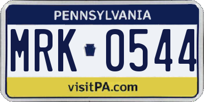 PA license plate MRK0544