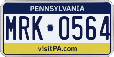 PA license plate MRK0564