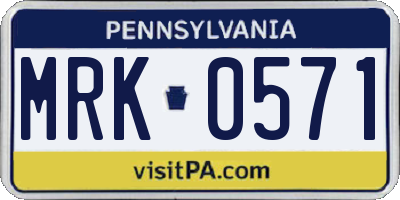 PA license plate MRK0571