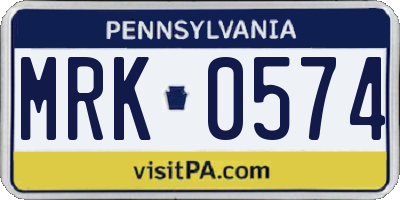 PA license plate MRK0574