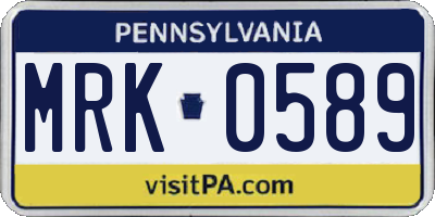 PA license plate MRK0589