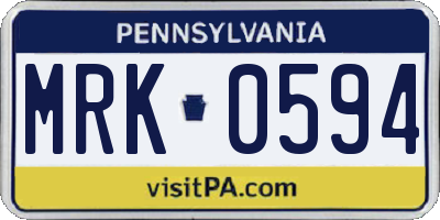 PA license plate MRK0594