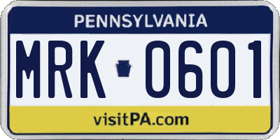 PA license plate MRK0601