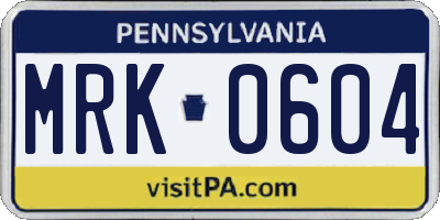 PA license plate MRK0604