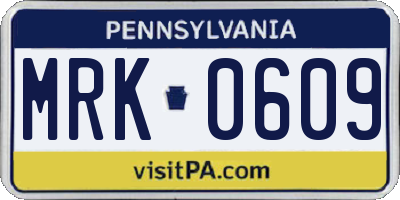 PA license plate MRK0609