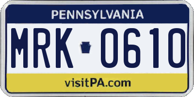 PA license plate MRK0610