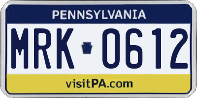 PA license plate MRK0612