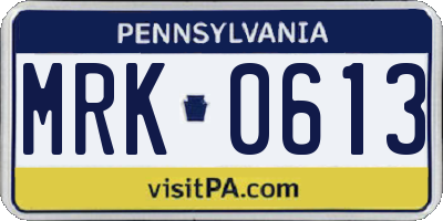 PA license plate MRK0613
