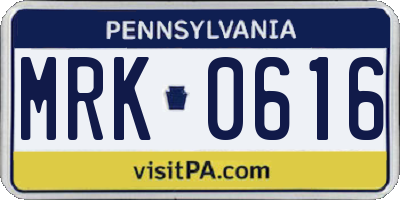 PA license plate MRK0616