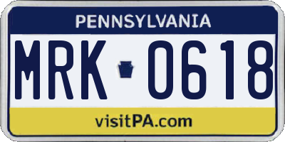 PA license plate MRK0618