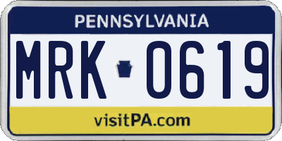 PA license plate MRK0619