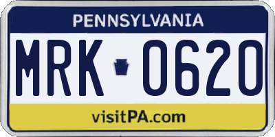 PA license plate MRK0620