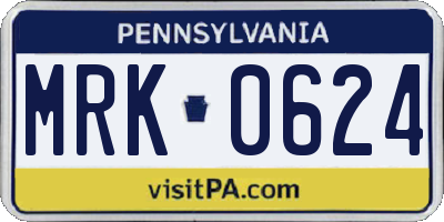 PA license plate MRK0624