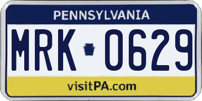 PA license plate MRK0629