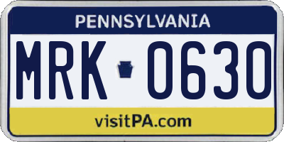 PA license plate MRK0630
