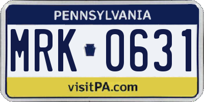 PA license plate MRK0631