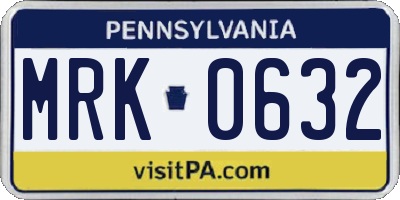 PA license plate MRK0632