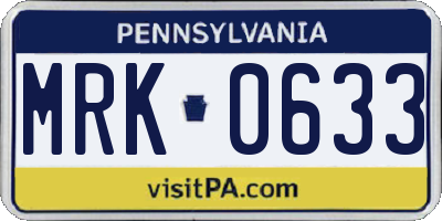 PA license plate MRK0633