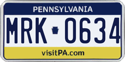 PA license plate MRK0634