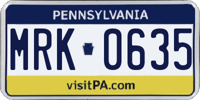 PA license plate MRK0635